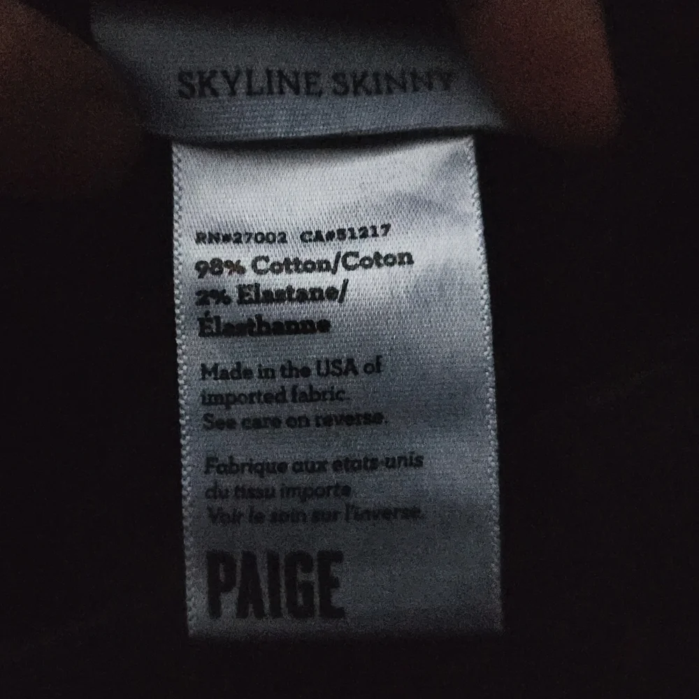 Paige Skyline Skinny Black Denim Jeans Women's Size Small 27 / 4 Everyday Basic